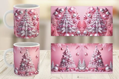 Mug Wrap Pink Holiday Decor Sublimation artnoy 