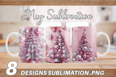 Mug Wrap Pink Holiday Decor Sublimation artnoy 