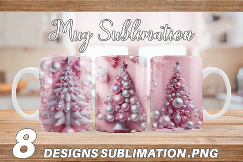 Mug Wrap Pink Holiday Decor Sublimation artnoy 