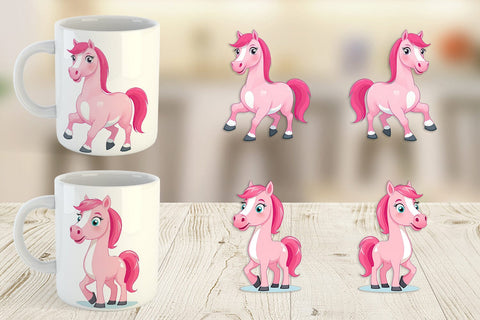 Mug Wrap Pink Horse Valentine Sublimation artnoy 