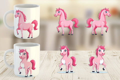 Mug Wrap Pink Horse Valentine Sublimation artnoy 