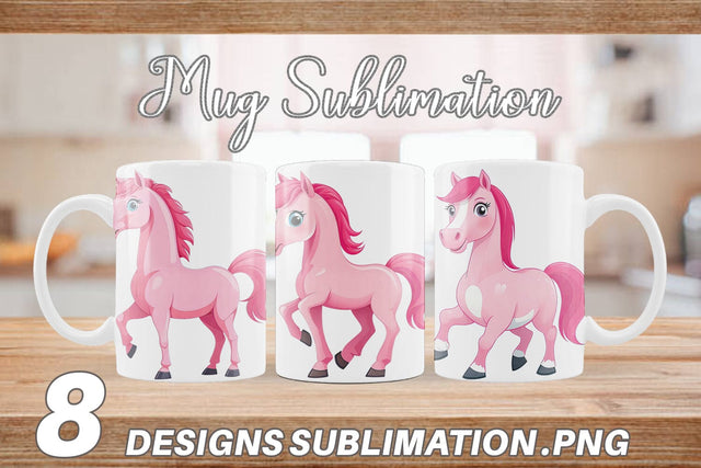 Mug Wrap Pink Horse Valentine Sublimation artnoy 