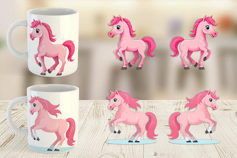 Mug Wrap Pink Horse Valentine Sublimation artnoy 