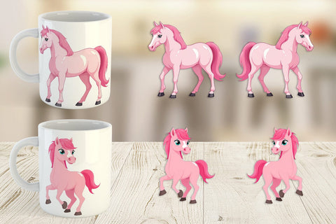 Mug Wrap Pink Horse Valentine Sublimation artnoy 