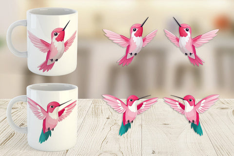 Mug Wrap Pink Hummingbird Valentine Sublimation artnoy 