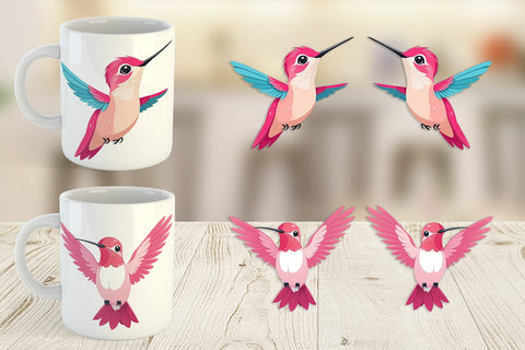 Mug Wrap Pink Hummingbird Valentine Sublimation artnoy 