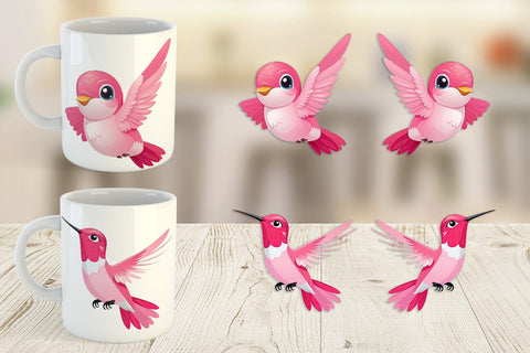 Mug Wrap Pink Hummingbird Valentine Sublimation artnoy 