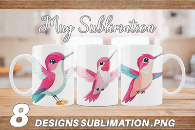 Mug Wrap Pink Hummingbird Valentine Sublimation artnoy 