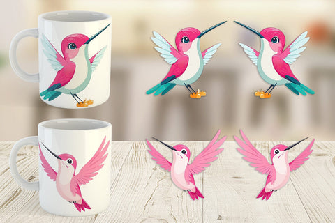 Mug Wrap Pink Hummingbird Valentine Sublimation artnoy 