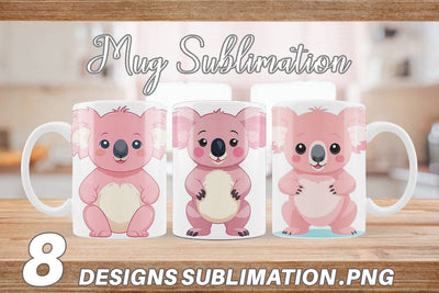 Mug Wrap Pink Koala Valentine Sublimation artnoy 