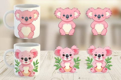 Mug Wrap Pink Koala Valentine Sublimation artnoy 