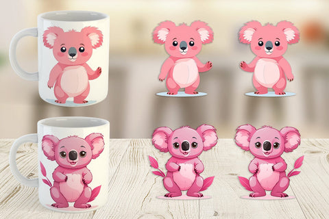 Mug Wrap Pink Koala Valentine Sublimation artnoy 
