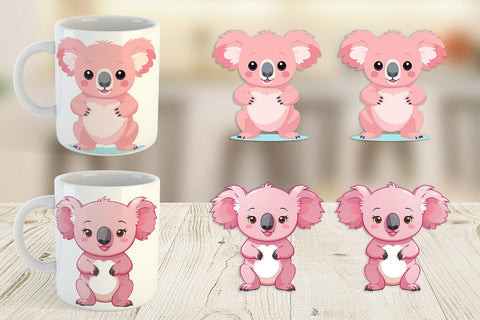 Mug Wrap Pink Koala Valentine Sublimation artnoy 