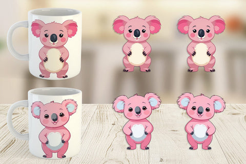 Mug Wrap Pink Koala Valentine Sublimation artnoy 