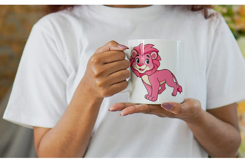 Mug Wrap Pink Lion Valentine Sublimation artnoy 