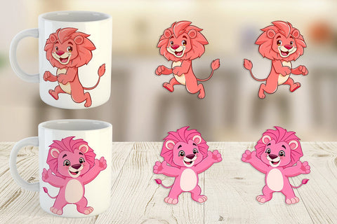 Mug Wrap Pink Lion Valentine Sublimation artnoy 