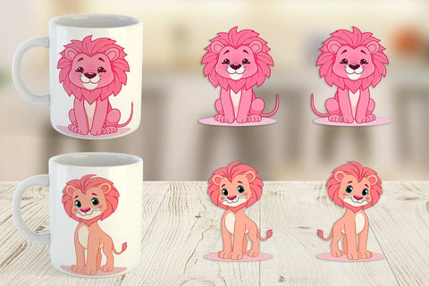 Mug Wrap Pink Lion Valentine Sublimation artnoy 
