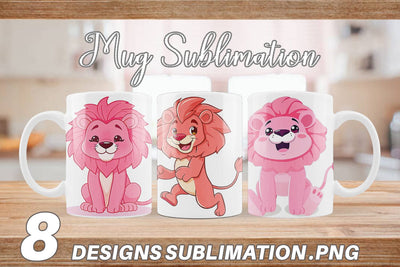 Mug Wrap Pink Lion Valentine Sublimation artnoy 