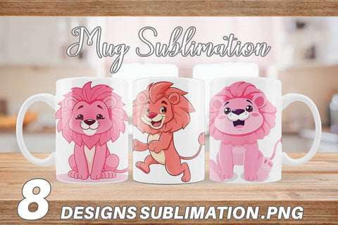 Mug Wrap Pink Lion Valentine Sublimation artnoy 