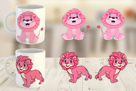 Mug Wrap Pink Lion Valentine Sublimation artnoy 