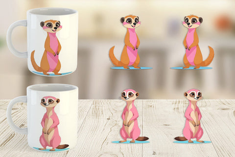 Mug Wrap Pink Meerkat Valentine Sublimation artnoy 