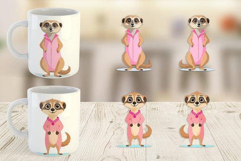 Mug Wrap Pink Meerkat Valentine Sublimation artnoy 