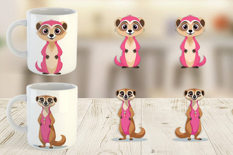 Mug Wrap Pink Meerkat Valentine Sublimation artnoy 