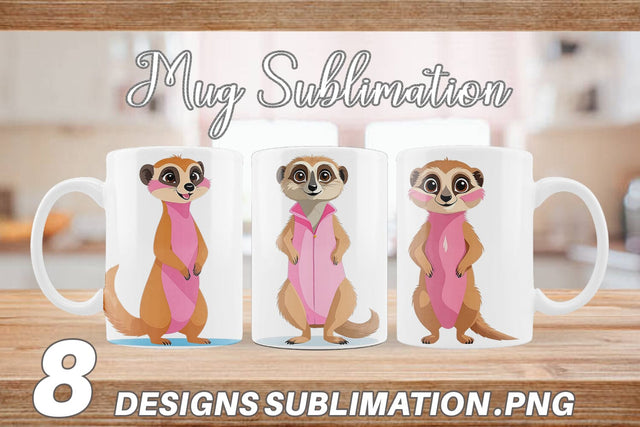 Mug Wrap Pink Meerkat Valentine Sublimation artnoy 