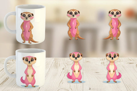 Mug Wrap Pink Meerkat Valentine Sublimation artnoy 