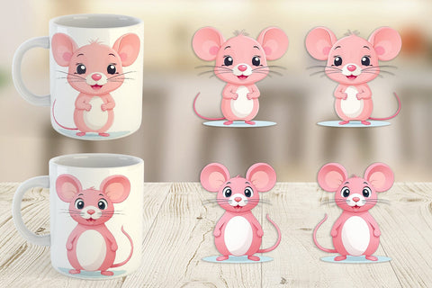 Mug Wrap Pink Mouse Valentine Sublimation artnoy 
