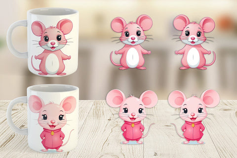 Mug Wrap Pink Mouse Valentine Sublimation artnoy 