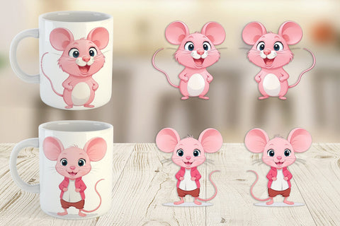 Mug Wrap Pink Mouse Valentine Sublimation artnoy 