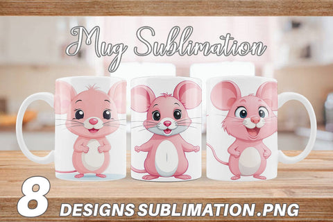 Mug Wrap Pink Mouse Valentine Sublimation artnoy 