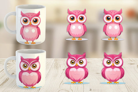 Mug Wrap Pink Owl Valentine Sublimation artnoy 
