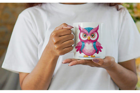 Mug Wrap Pink Owl Valentine Sublimation artnoy 