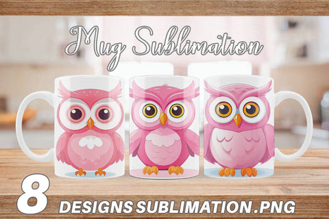 Mug Wrap Pink Owl Valentine Sublimation artnoy 