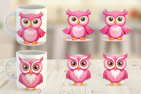 Mug Wrap Pink Owl Valentine Sublimation artnoy 