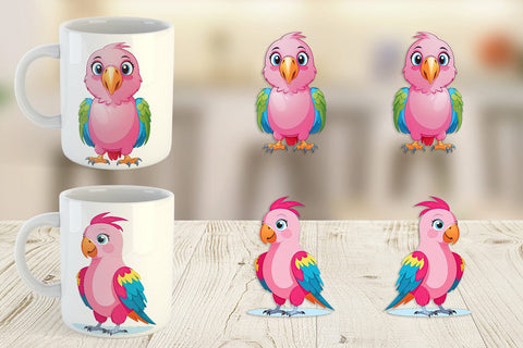 Mug Wrap Pink Parrot Valentine Sublimation artnoy 