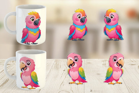 Mug Wrap Pink Parrot Valentine Sublimation artnoy 
