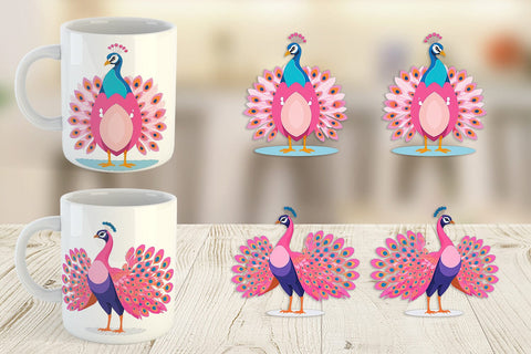 Mug Wrap Pink Peacock Valentine Sublimation artnoy 