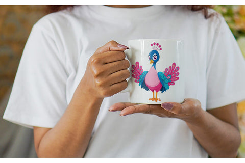 Mug Wrap Pink Peacock Valentine Sublimation artnoy 