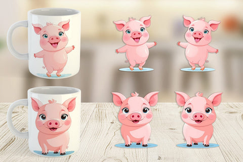 Mug Wrap Pink Pig Valentine Sublimation artnoy 