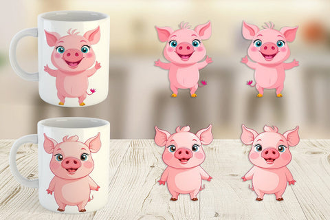 Mug Wrap Pink Pig Valentine Sublimation artnoy 