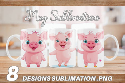 Mug Wrap Pink Pig Valentine Sublimation artnoy 