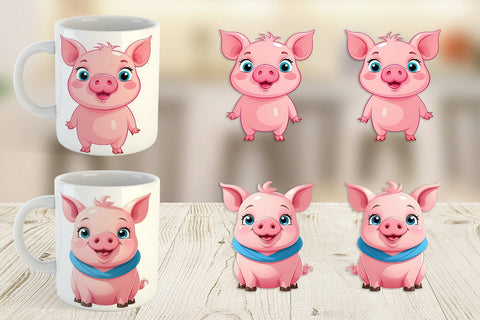 Mug Wrap Pink Pig Valentine Sublimation artnoy 