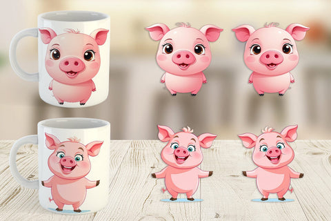 Mug Wrap Pink Pig Valentine Sublimation artnoy 