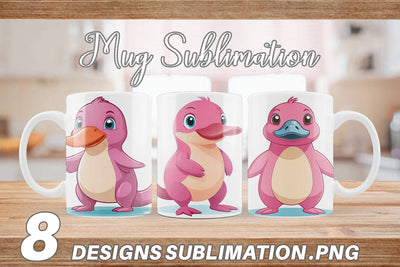 Mug Wrap Pink Platypus Valentine Sublimation artnoy 