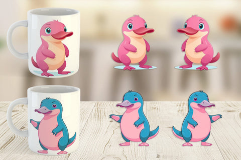 Mug Wrap Pink Platypus Valentine Sublimation artnoy 