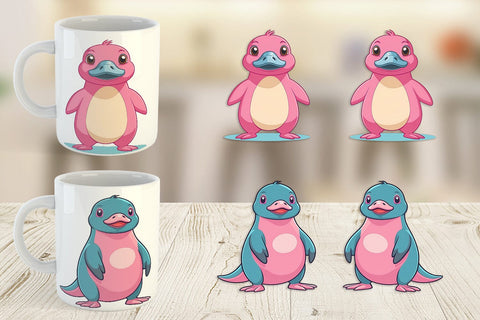 Mug Wrap Pink Platypus Valentine Sublimation artnoy 