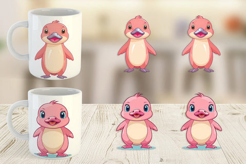 Mug Wrap Pink Platypus Valentine Sublimation artnoy 